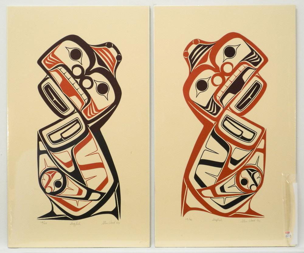 2 Serigraphs Signed Glen Wood 3/79, 18" x 10 1/2", "Dogfish", #118/146/ 147. (1 of 2)