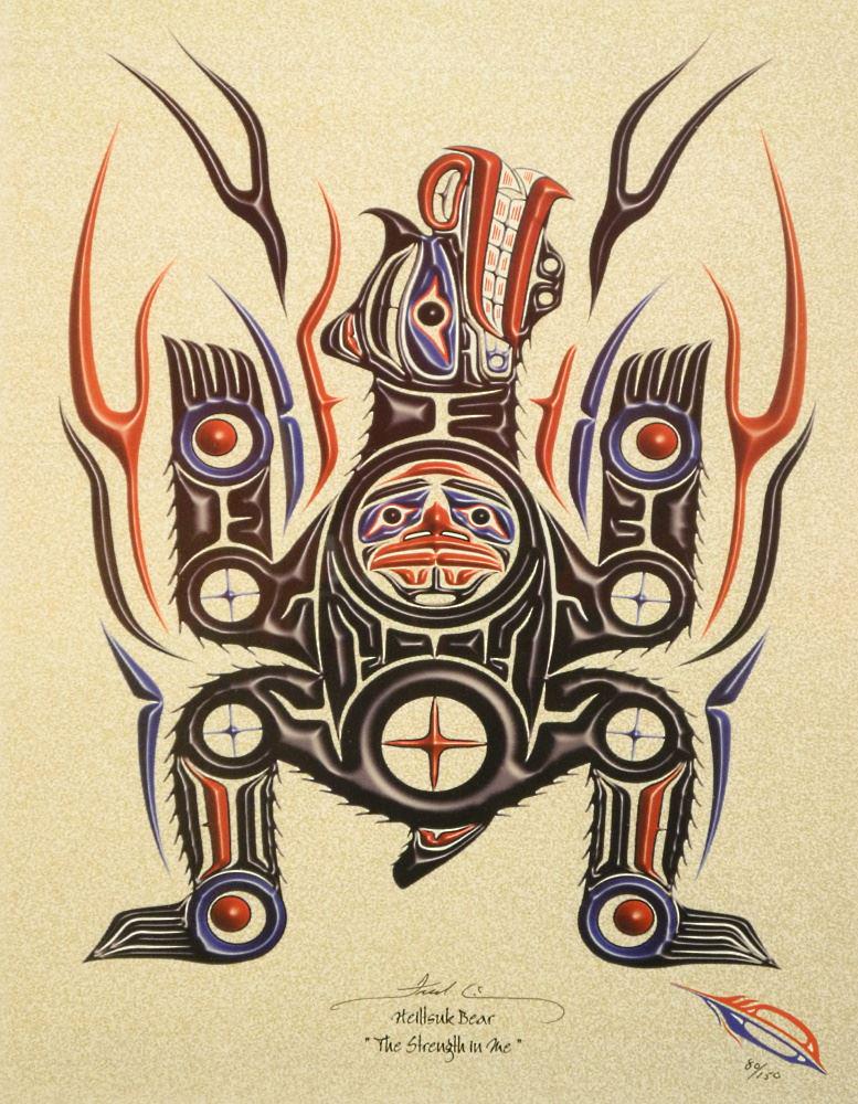 Limited Edition Print Signed Fred Anderson, 13 7/8" x 10 7/8", "Heiltsuk Bear", #80/150. (1 of 4)