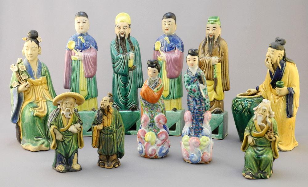 Collection of 11 Chinese Clay Figures, Largest 8" High. (1 of 6)