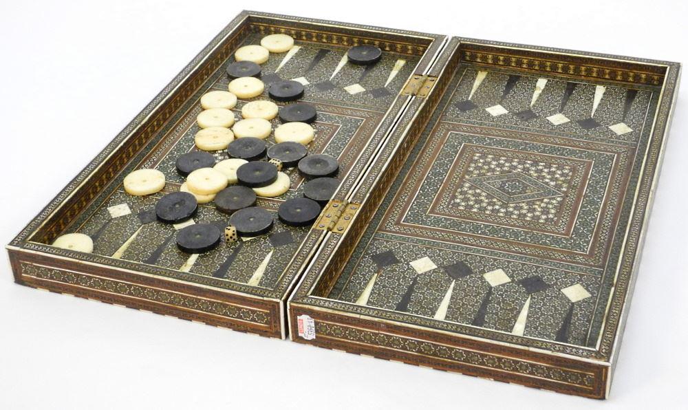 Syrian Chess & Backgammon Board, 17" x 8 1/2" x 2 3/4". (1 of 3)