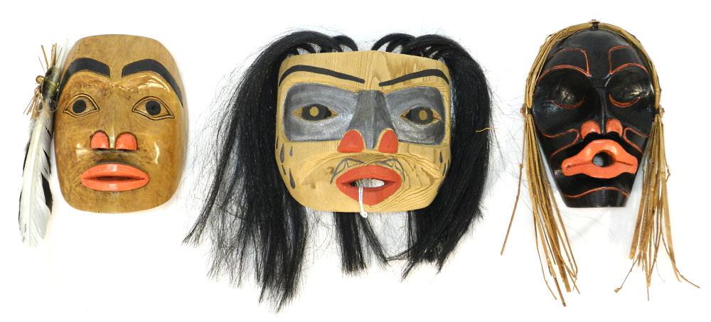 3 Northwest Coast Masks, 2 signed Artie George and 1 siged Betty Joe. (1 of 2)