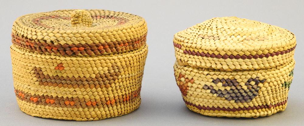 2 Nuu-chah-nulth Baskets, 1 7/8" & 2" High. (1 of 2)