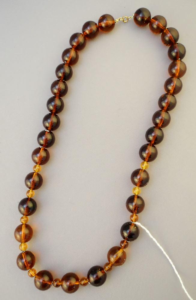 Natural Cognac Honey Amber Large Round Bead Necklace, 24 1/2". (1 of 1)