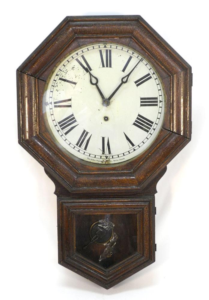 Arthur Pequegnat Clock Co. "Brandon" Octagonal Wall Clock with Kay & Pendulum, 26 5/8"H. (1 of 1)