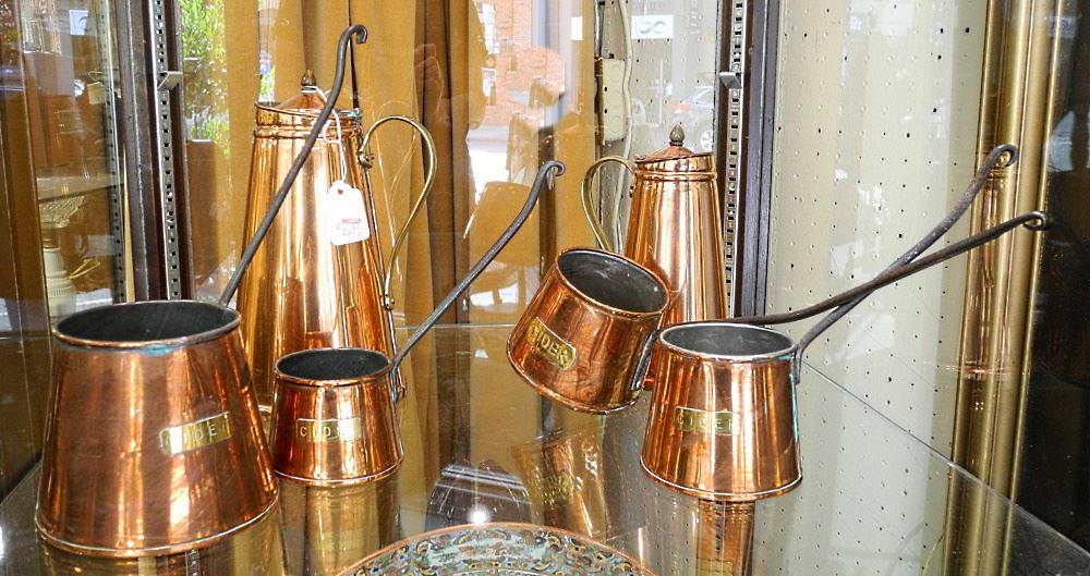 Collection of Copper Cider Measures & Insulated Jugs, 9 1/2" high. (1 of 1)