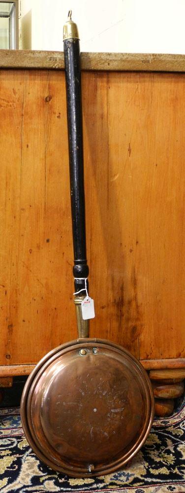 Copper Bed Warmer with Ebonised Handle, 35 1/2" Length. (1 of 1)