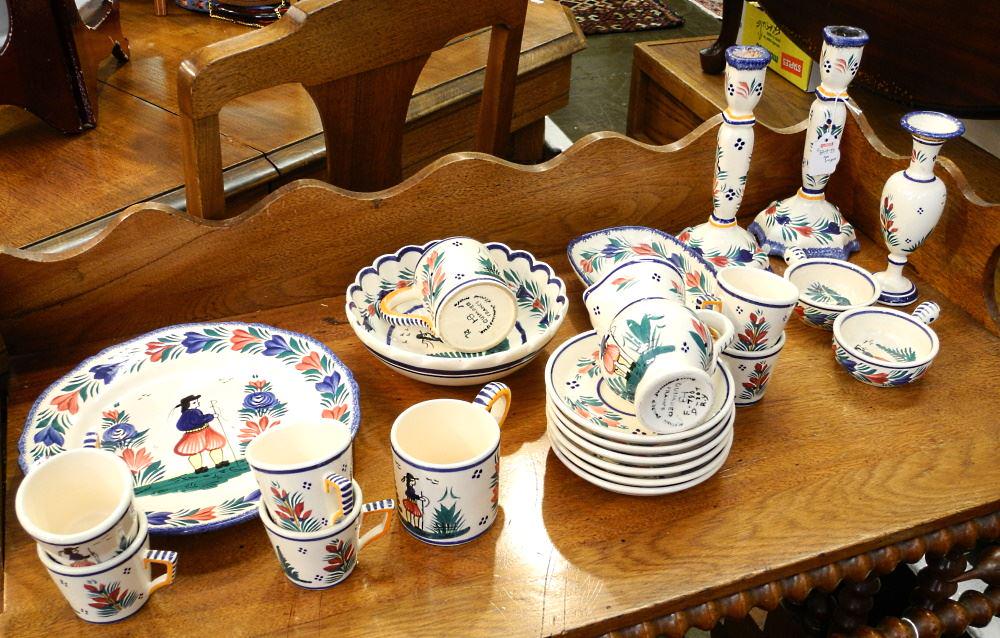 Collection of Quimper Earthenware Dishes, 2 pieces chipped.: Collection of Quimper Earthenware Dishes, 2 pieces chipped.