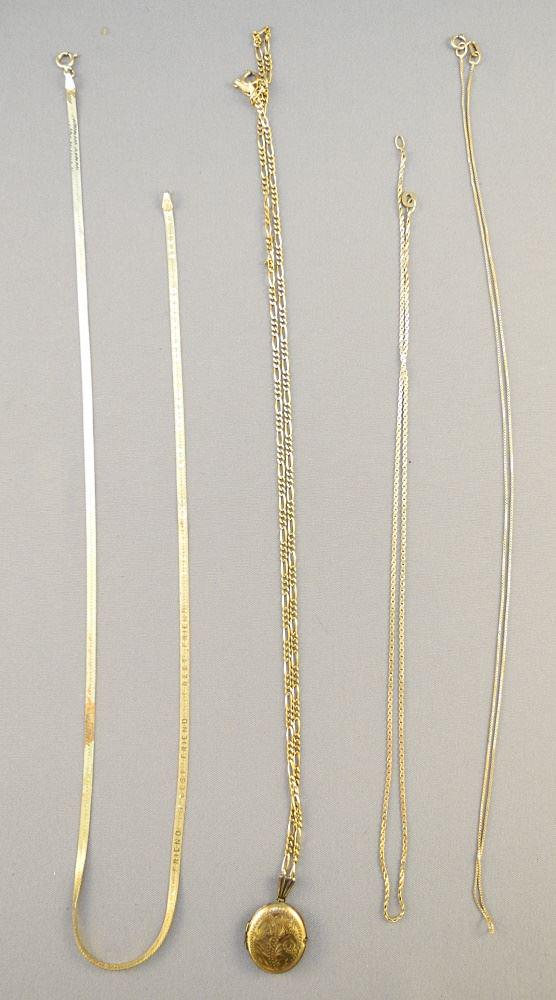 Group of 9/10/14K Gold Chains, 4 Pieces, TW:10.97 Grams. (1 of 2)