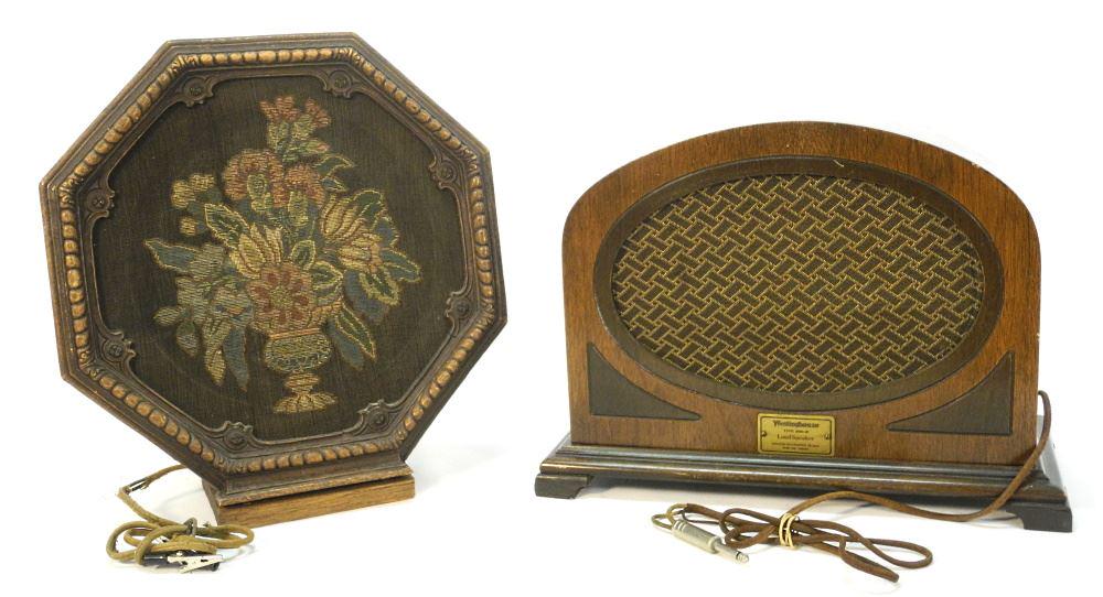 2 Vintage Radio Speakers: RCA Hexagonal & Westinghouse, 14 3/4" & 11 1/2". (1 of 2)