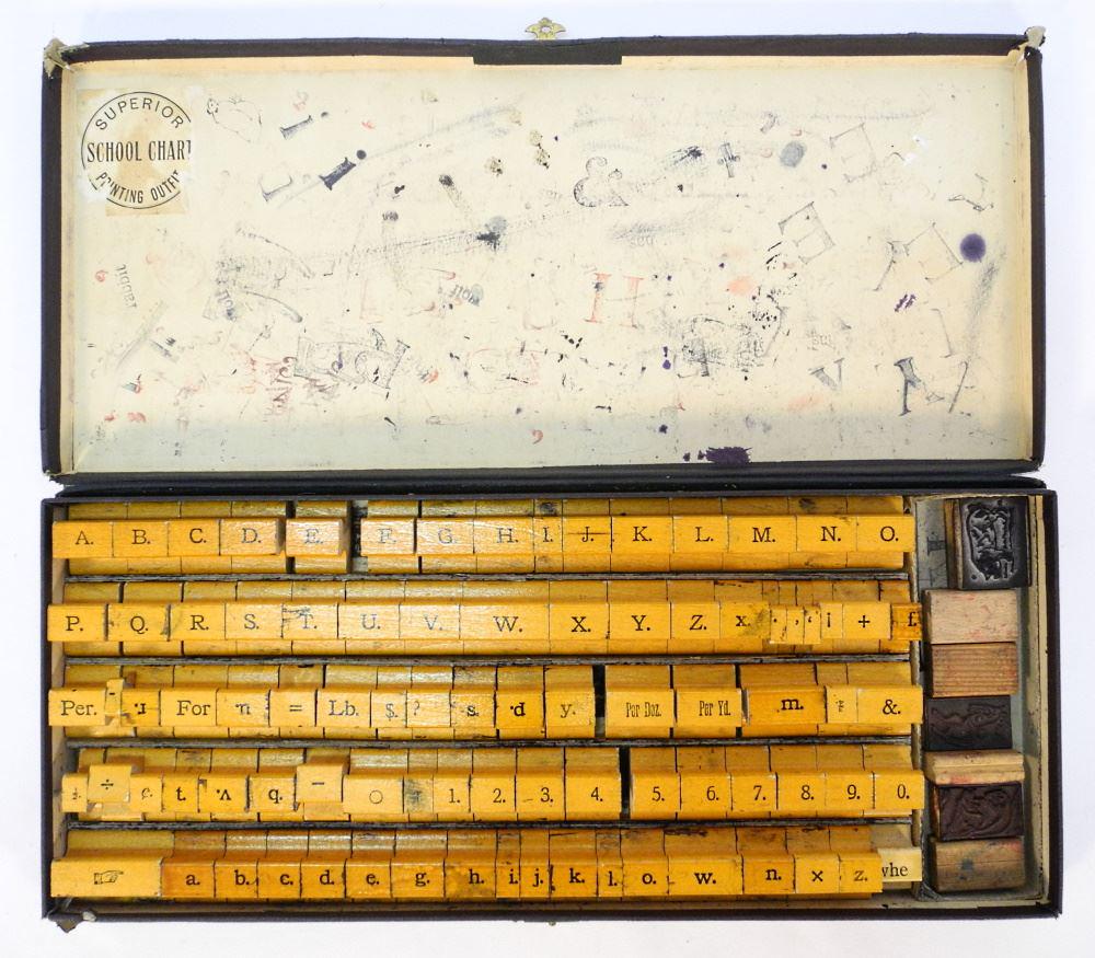 "Superior School Chart Printing Outfit" Stamp Set, 18 1/2" Wide. (1 of 1)
