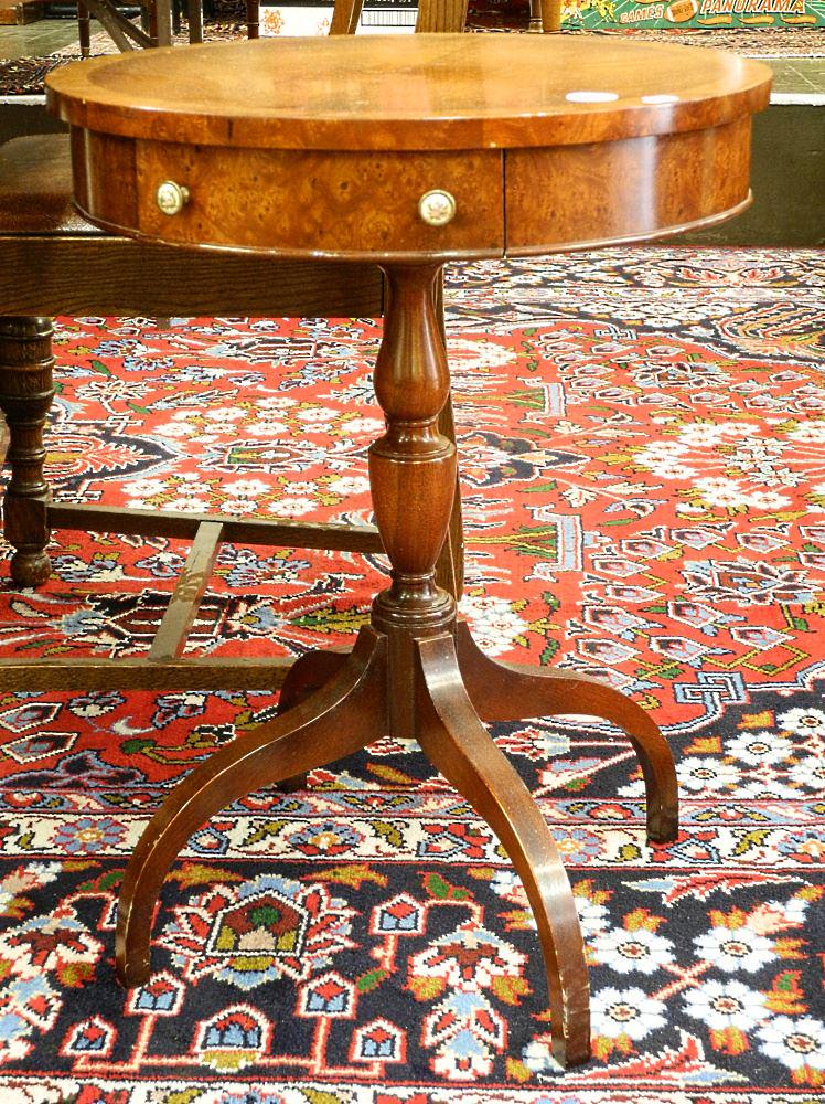 Mahogany Round Table with Porcelain Knobs, 18 1/4" diameter. (1 of 2)