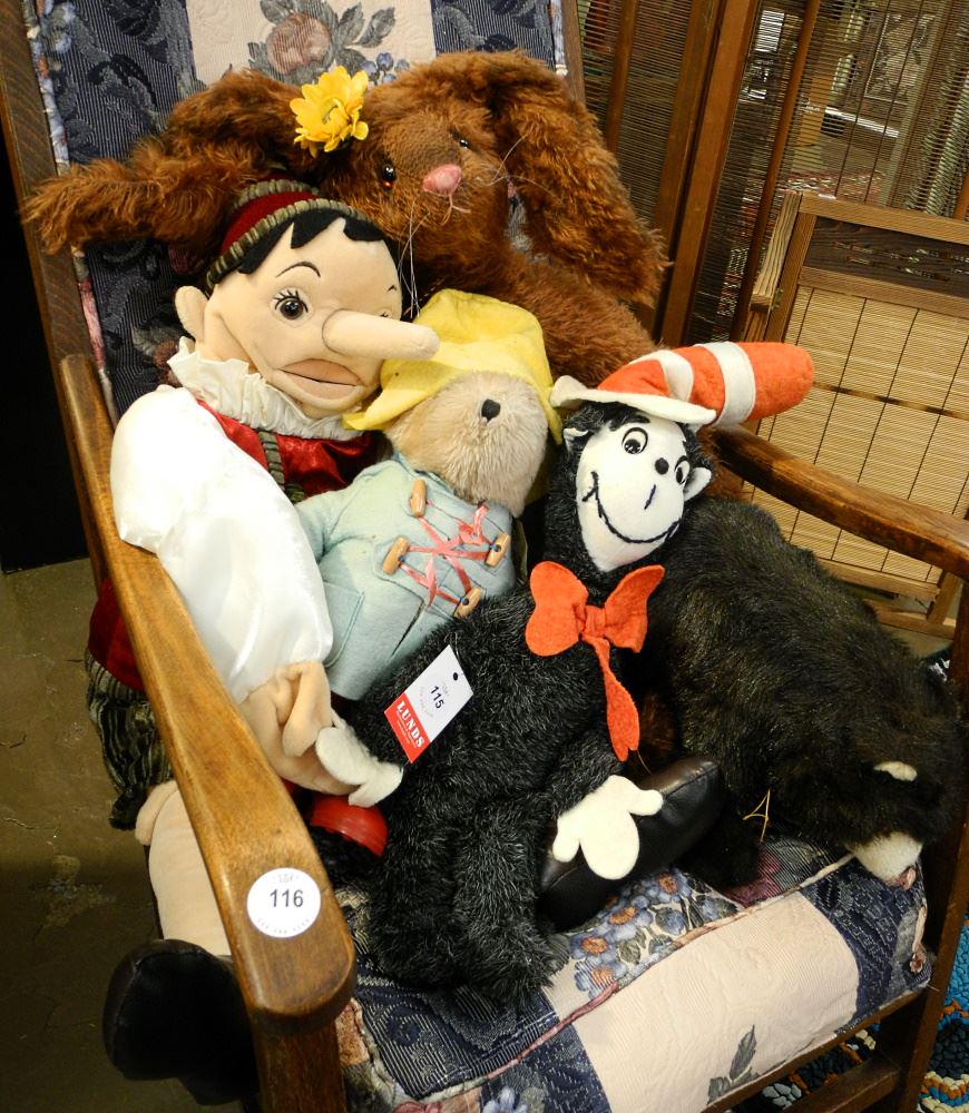 Collection of 5 Stuffed Toys Including Merry Thought & Dr. Seusse. (1 of 1)