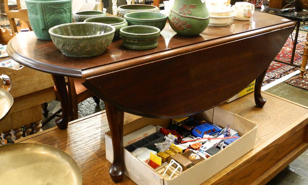 Gibbard Solid Mahogany Drop Leaf Table, Finish Noted,: Gibbard Solid Mahogany Drop Leaf Table, Finish Noted,