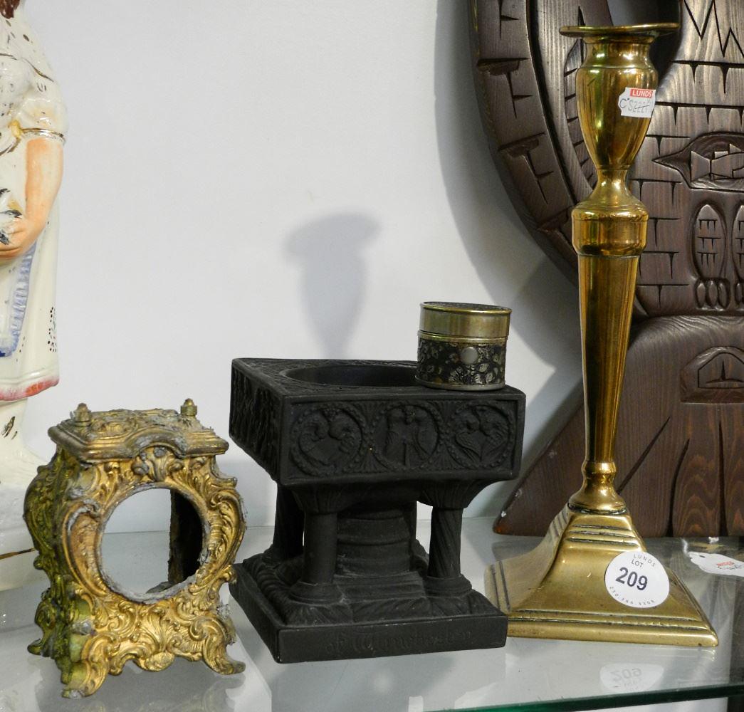 4 Pieces: Inkwell/ Clock Case/ Stand/ Candlestick. (1 of 1)