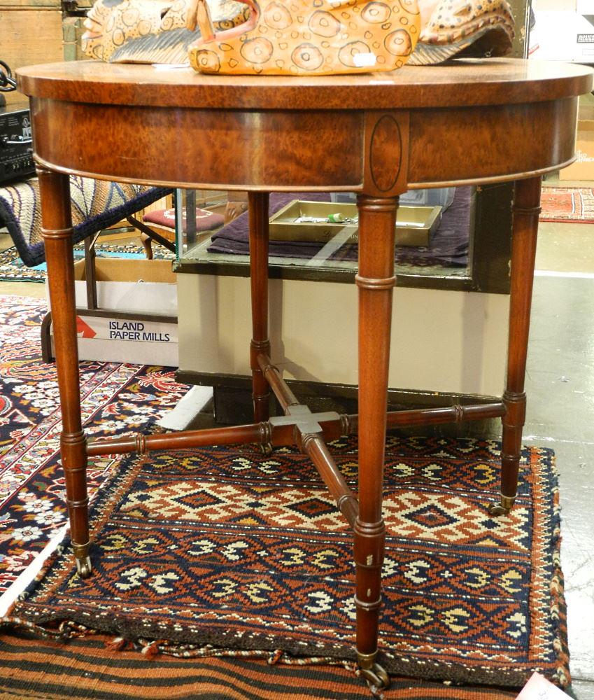 Mahogany Round Table with Porcelain Knobs, 26" diameter. - (1 of 2)