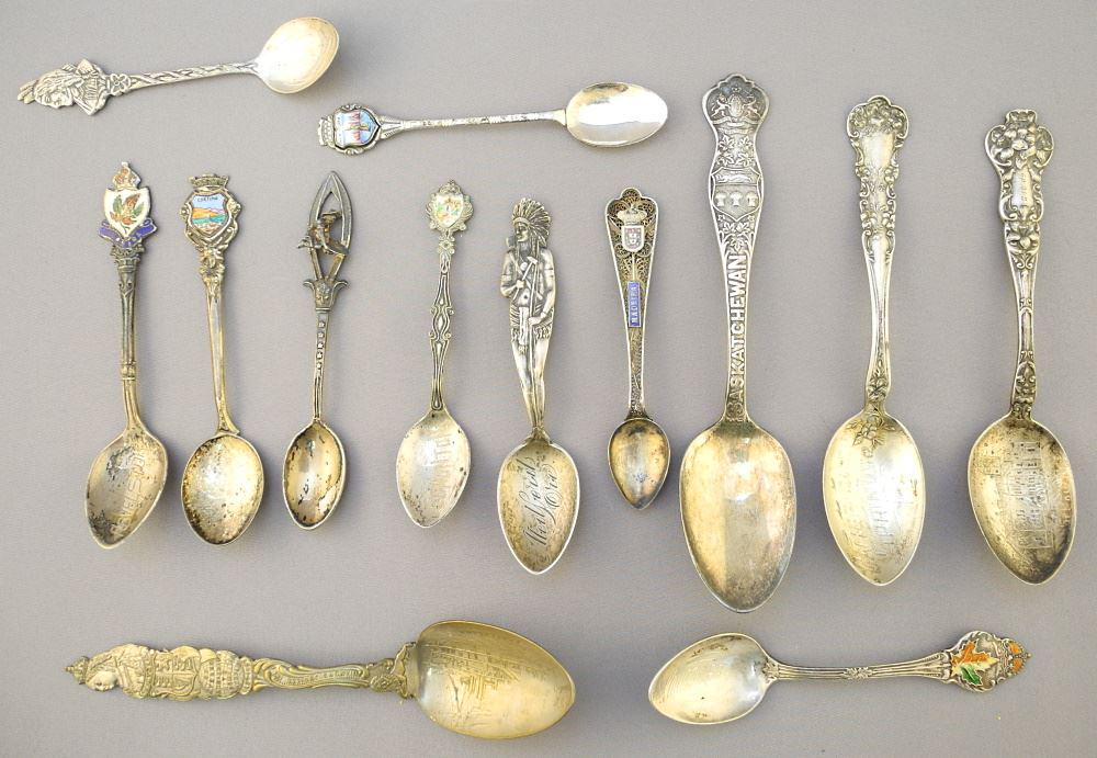 Group of Sterling Silver & Other Souvenir Spoons with Orient Line RMS Orcades Swizzle Sticks, 17 (1 of 1)
