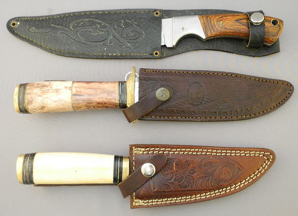 3 Hunting Knives: 1 Made by Chip Away Cutlery, 13" Length. (1 of 2)