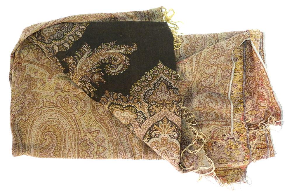 Indian Paisley Throw, Approximately 58" x 122", As Found. (1 of 2)