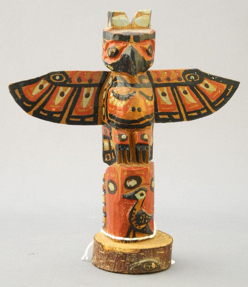 North West Coast Model Totem Pole, Attributed to Matthews. (1 of 2)