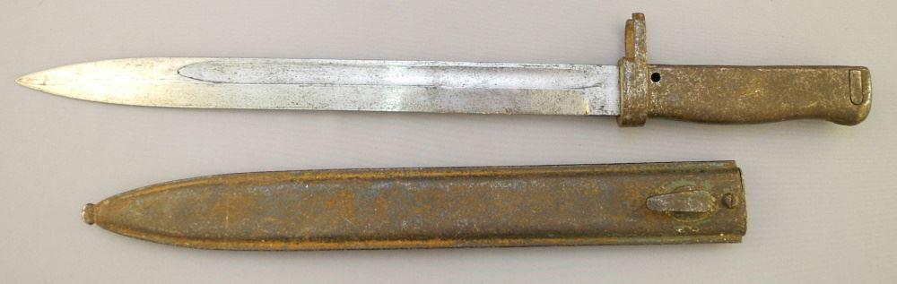 Unmarked Bayonet with Metal Handle, 17 3/4" Length.: Unmarked Bayonet with Metal Handle, 17 3/4" Length.