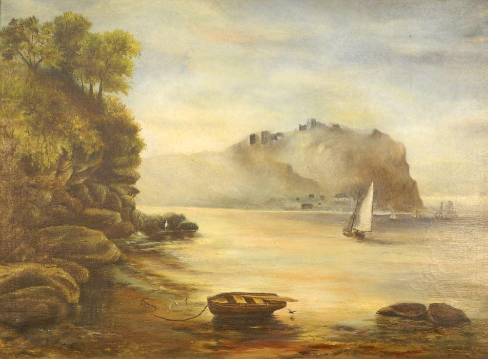 Oil Painting signed Homer Dodge, 22" x 30", "Coastal Scene". (1 of 6)