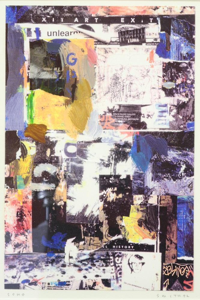 Mixed Media signed (Gordon) Smith 1992, 12 1/4" x 8 1/8", "Soho".: Mixed Media signed (Gordon) Smith 1992, 12 1/4" x 8 1/8", "Soho".