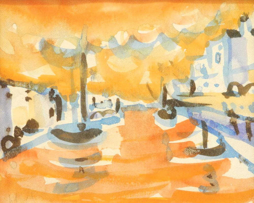 Watercolour Signed H. Siebner, 6" x 7 1/2", "Nassau/ Bahamas 1980".: Watercolour Signed H. Siebner, 6" x 7 1/2", "Nassau/ Bahamas 1980".