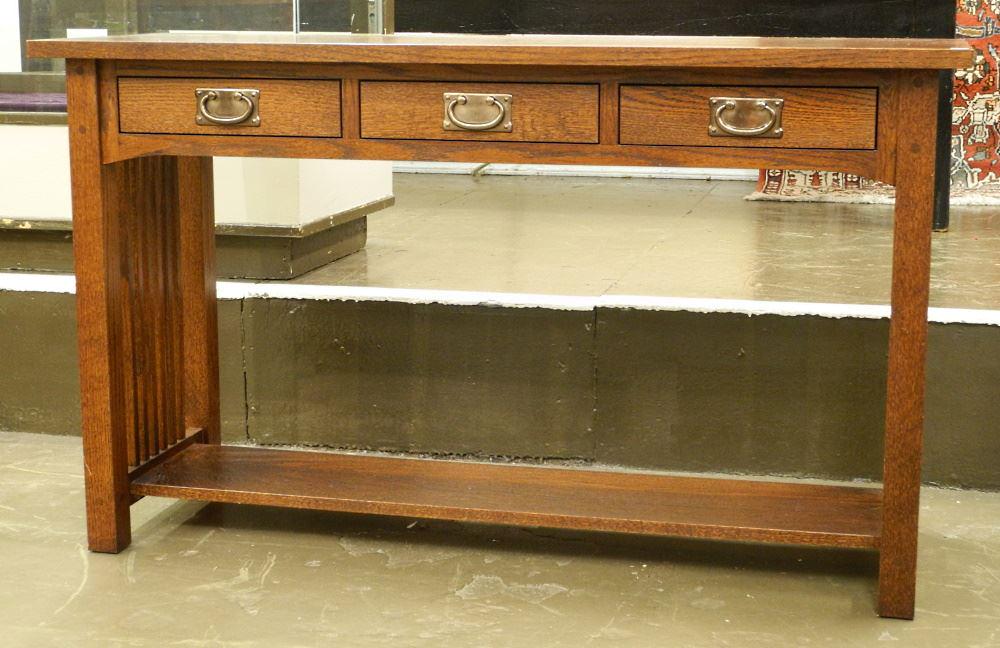 Villageois "Mission" Oak Console Table, 50" wide.: Villageois "Mission" Oak Console Table, 50" wide.