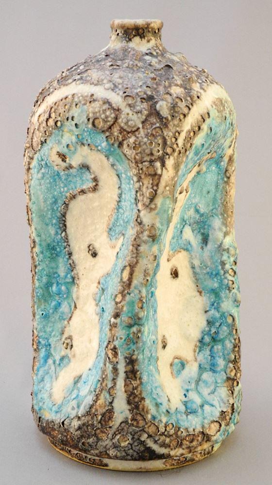 Indistinctly signed Italian Art Pottery Vase, Condition Noted, 10 1/2" high. (1 of 4)