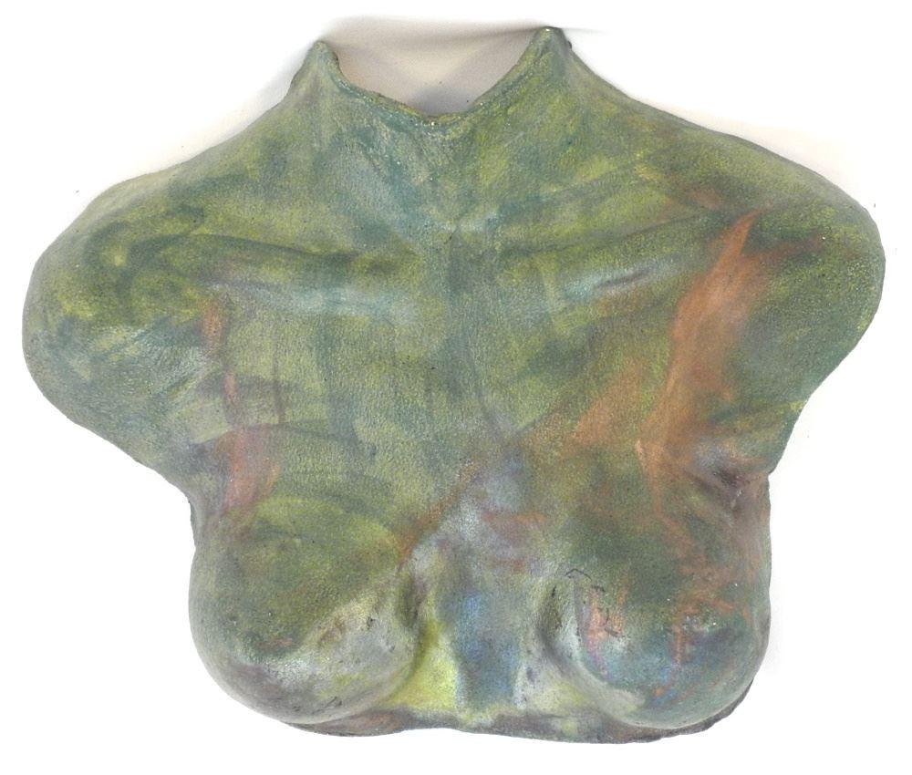 Raku Wall Sculpture, Impressed Mark Verso, 12 3/4" x 15 1/4" x 4 3/8". (1 of 3)