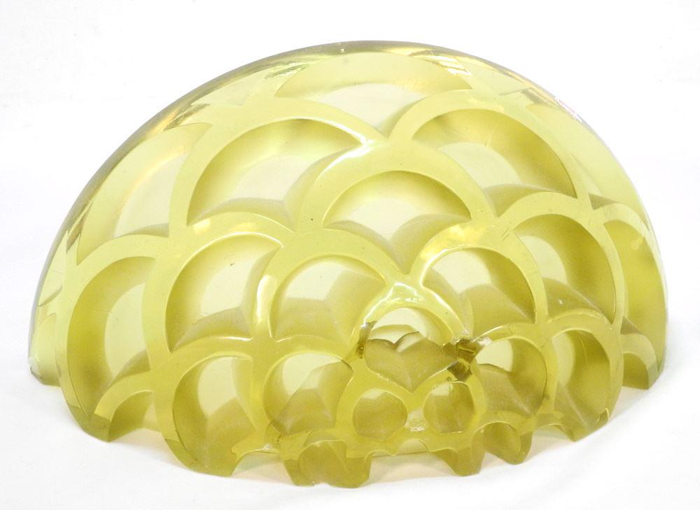 Cast Glass Wall Sconce, 15" wide, Condition Noted.: Cast Glass Wall Sconce, 15" wide, Condition Noted.