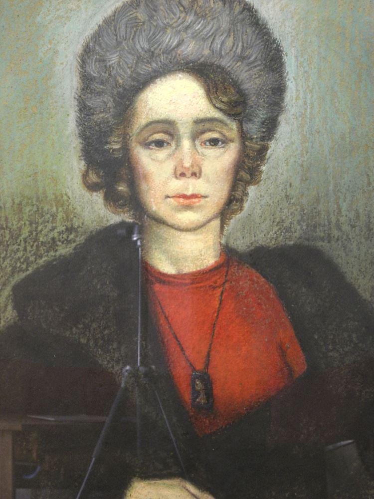 Pastel attributed to Albert Beaussaert, 29 1/2" x 19 3/4", "The Artist's Wife, Gaby".: Pastel attributed to Albert Beaussaert, 29 1/2" x 19 3/4", "The Artist's Wife, Gaby".
