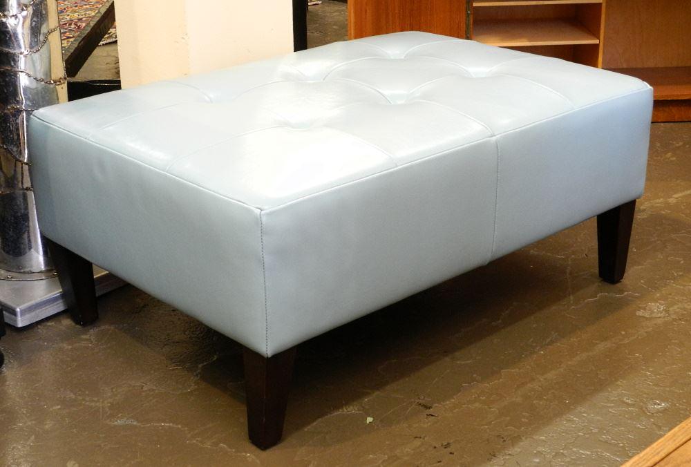 Turquoise Vinyl Ottoman, 36" wide. (1 of 2)