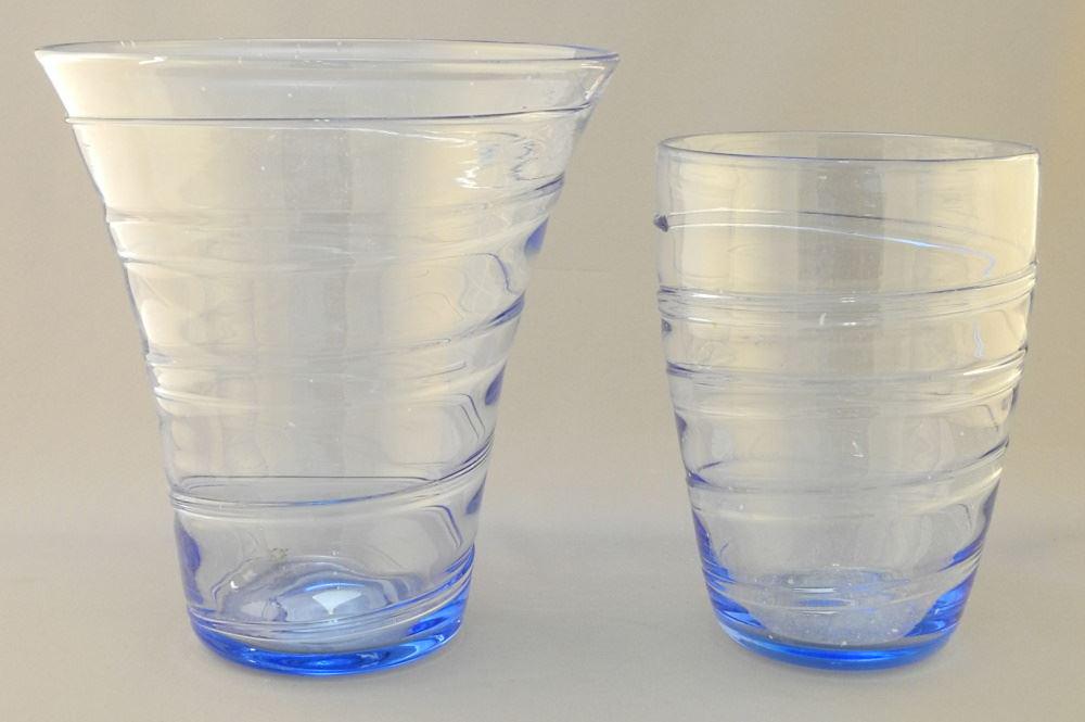 2 Unsigned Art Glass Vases, tallest 8 1/4" high.: 2 Unsigned Art Glass Vases, tallest 8 1/4" high.