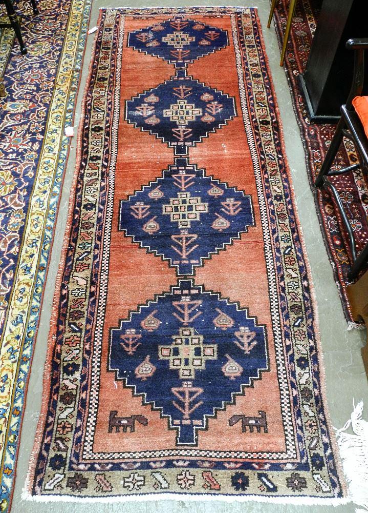 Hand Knotted Persian Runner, Approximately 9'8" x 3'6". (1 of 3)