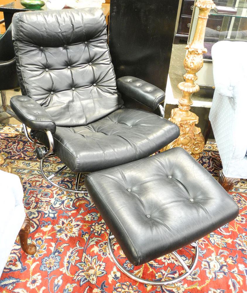 Vintage Ekornes Norway Chrome Frame Reclining Armchair. (1 of 1)