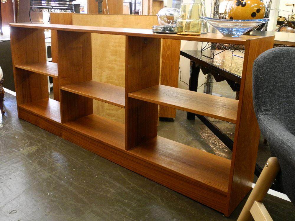 Double Sided Lateral Teak Bookshelf, 71" length.: Double Sided Lateral Teak Bookshelf, 71" length.