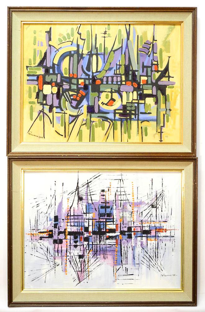 Pair of Oil on Canvas Boards signed Williams 68/69, 18" x 24", "Abstract". (1 of 7)