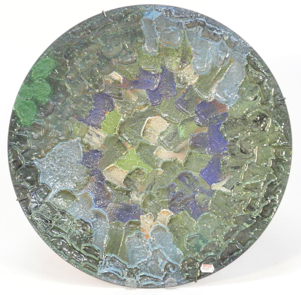 Copper Enamel Wall Plaque Signed Richard Thibault 1967, 17 3/4"D. (1 of 2)