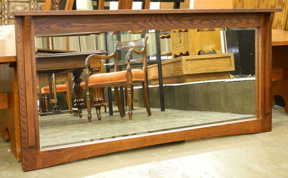 Villageois "Mission" Oak Lateral Mirror, 55 1/2" wide.: Villageois "Mission" Oak Lateral Mirror, 55 1/2" wide.
