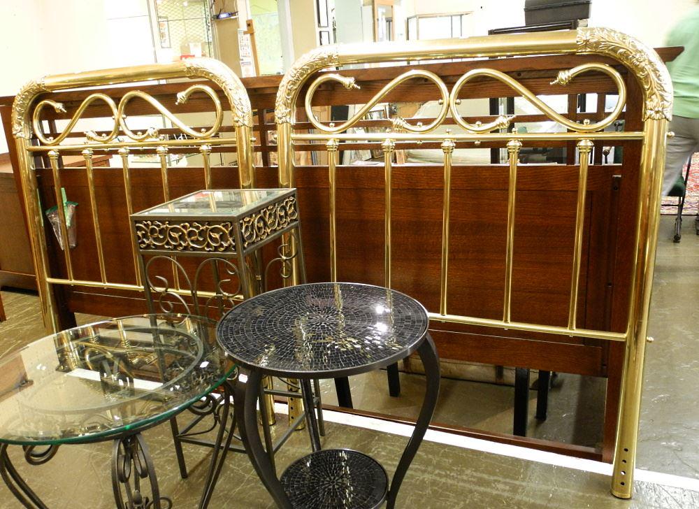 Pair of Brass Single Head Boards.: Pair of Brass Single Head Boards.