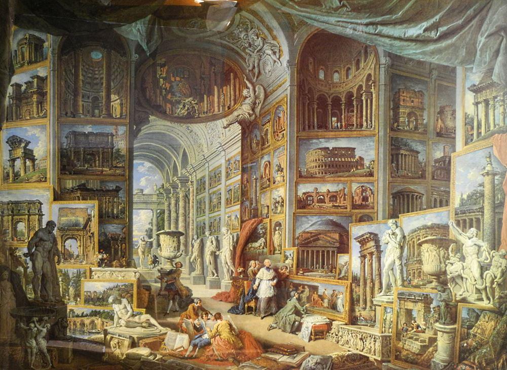 Colour Print after Panini, 37 1/2" x 51 1/2", "Vedute di Roma Antica". (1 of 3)