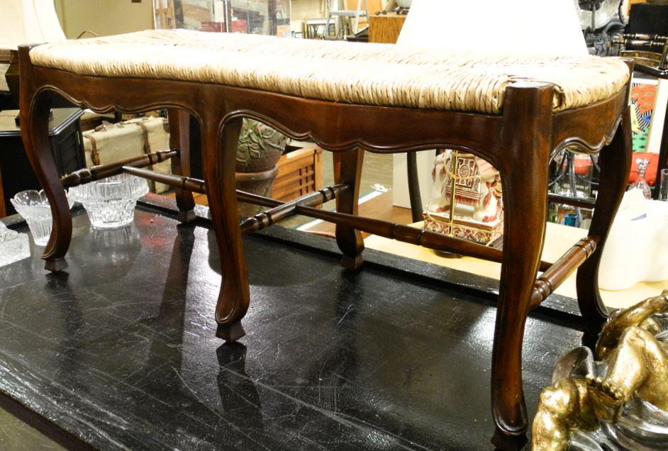 Provencal-Style Rush Woven Window Seat, 42 1/2" length.: Provencal-Style Rush Woven Window Seat, 42 1/2" length.