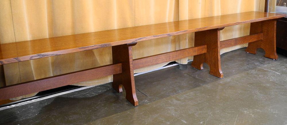Stickley SP032 Custom Oak Bench, 19 3/8" x 108" x 16". (1 of 8)