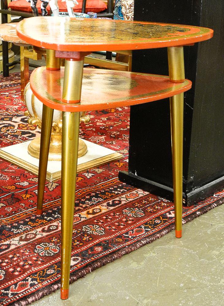Soviet Era Gilt Stenciled Side Table, 23 7/8" high.: Soviet Era Gilt Stenciled Side Table, 23 7/8" high.