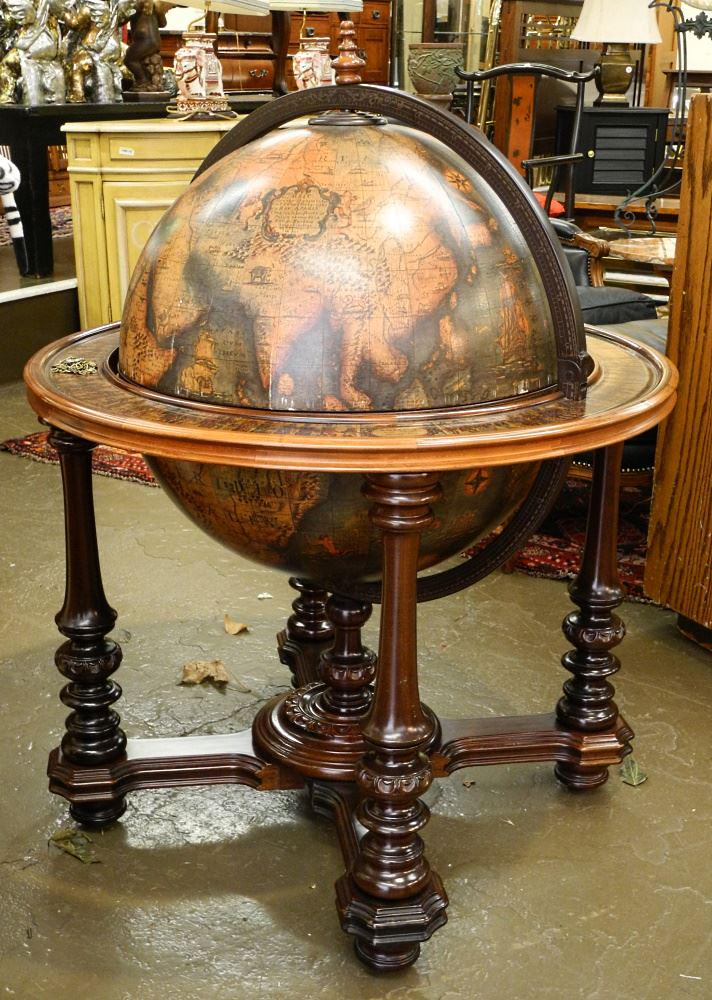Italian Terrestrial Globe Liquor Cabinet, 33" diameter. (1 of 2)