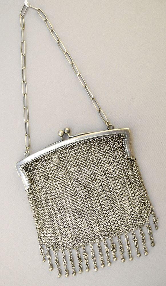 Hallmarked .800 Silver Mesh Purse, 4 1/4" Wide. (1 of 3)