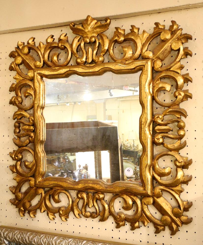 Giltwood Framed Mirror, 29 1/2" high.: Giltwood Framed Mirror, 29 1/2" high.