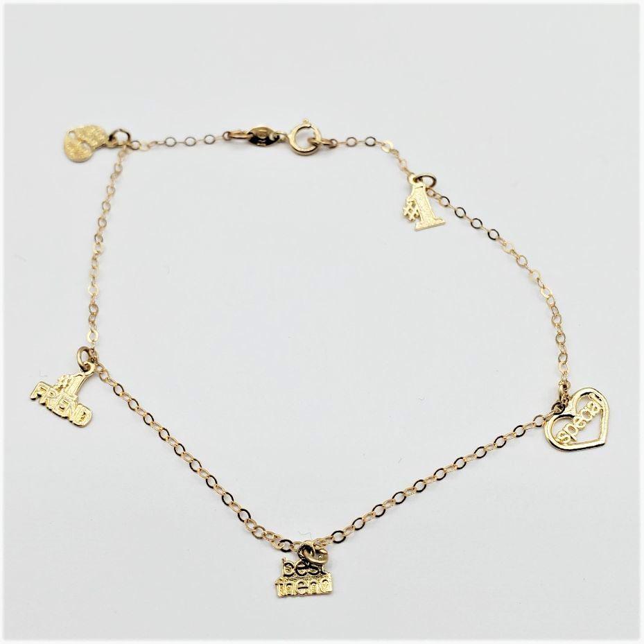 10K Yellow Gold "BFF" Charm Bracelet. (1 of 3)