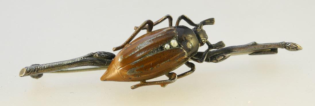 Continental .800 Silver (Marked) Beetle Brooch, 3" Length. (1 of 2)